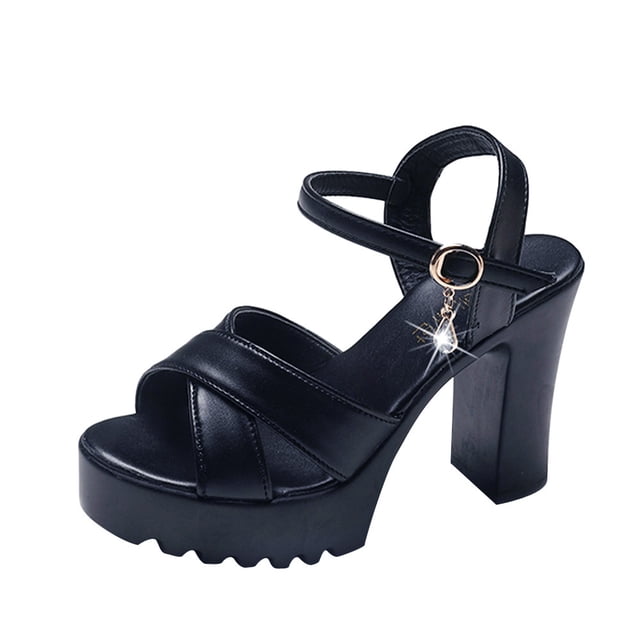 Sandales Femmes Talons pour Femmes Hautes Femmes Bouche de Poisson Plateforme Talons Hauts Sandales Compensées Boucle Sandales à Talon Compensé