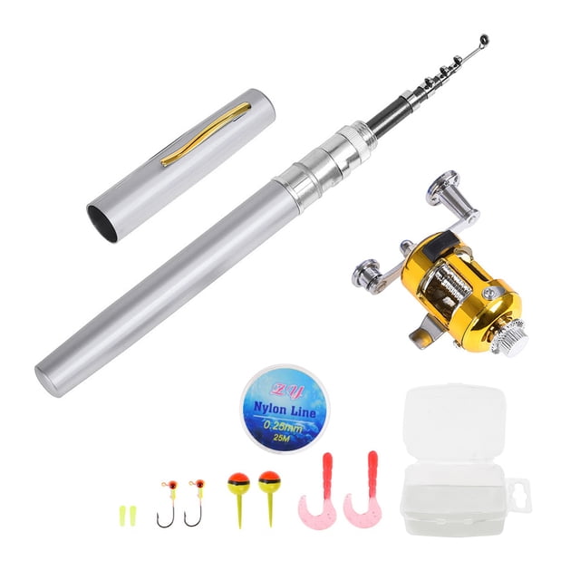 Fishing Rod and Reel Combo Set Telescopic Pocket Pen Fishing Rod with Mini Trolling Reel