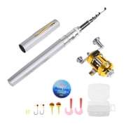 Fishing Rod and Reel Combo Set Telescopic Pocket Pen Fishing Rod with Mini Trolling Reel Fishing Line Soft Lures Baits Jig Hooks Fishing Accessories