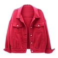 thumbnail image 1 of Hontri Vestes en Denim pour Femmes Grande Taille en Solde, Veste en Denim Colorée pour Femmes Grande Taille Courte Ample Haut Violet,Rouge,Bleu,Bleu Foncé, 1 of 5