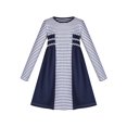 thumbnail image 1 of Robe Fille à Manches Longues Bleu Marine à Rayures en Coton Décontractée 3 Ans, 1 of 1