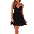 thumbnail image 1 of CAROOTU Lace Slip Dress Piecing Backless Bowknot V Neck Spaghetti Strap Above Knee Length Dress, 1 of 8