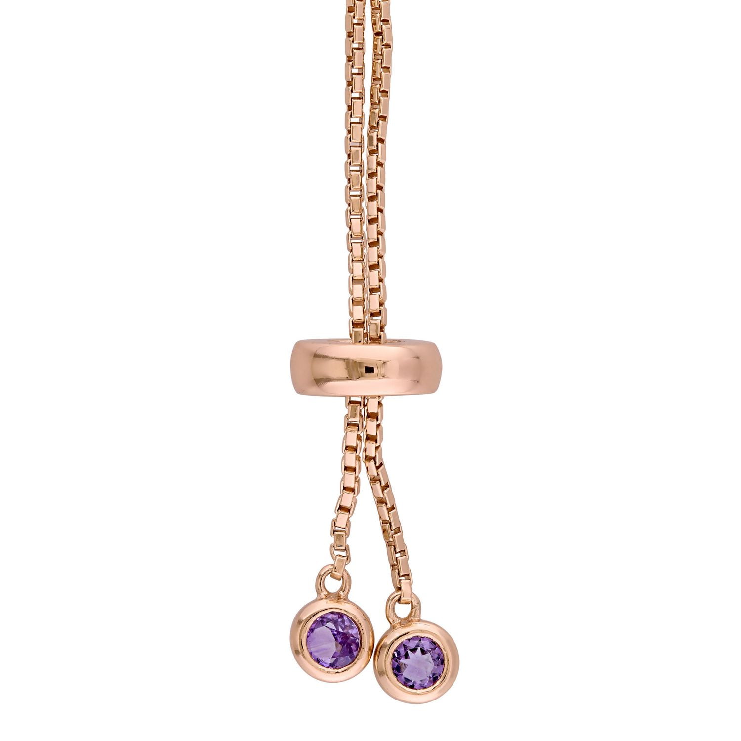 Tangelo 3.88 Carat T.G.W. Amethyst Rose Rhodium-Plated Sterling Silver Tassel Bolo Bracelet, 5-10"