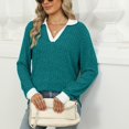 thumbnail image 4 of AherBiu Womens Tops Ribbed Knitted Long Sleeve Trendy Loose Tops Comfy Fall Collared Shirts Blouses, 4 of 7