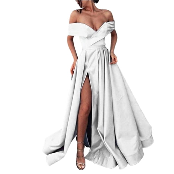 Ketyyh-chn99 Birthday Dresses for Women Wedding Gown Maxi Evening Dress Elegant High Waist Wedding Party Gown Long Dress White,S