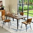 thumbnail image 3 of Homy Casa 5 Pieces Modern Dining Set with Faux Suede Chairs - Faux Walnut Table, 3 of 10