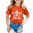 thumbnail image 1 of T-shirts Filles Mode Imprimé Tortue Col Rond Manches Courtes Décontractées Hauts Filles Orange 12-13 Ans, 1 of 3