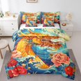 thumbnail image 1 of YST Eastern Dragon 7-Piece Comforter Set, Vintage Retro Japanese Style, Animal Theme, Blue, Floral, Full, 1 of 4