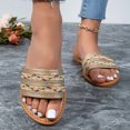 thumbnail image 4 of Tevas Sandales pour Femmes Sandales d'Été pour Femmes Mode Décontractée Décoration Ruban Tissé Bout Rond Semelle Plate Pantoufles Sandales Vert Kelly en Liquidation, 4 of 5