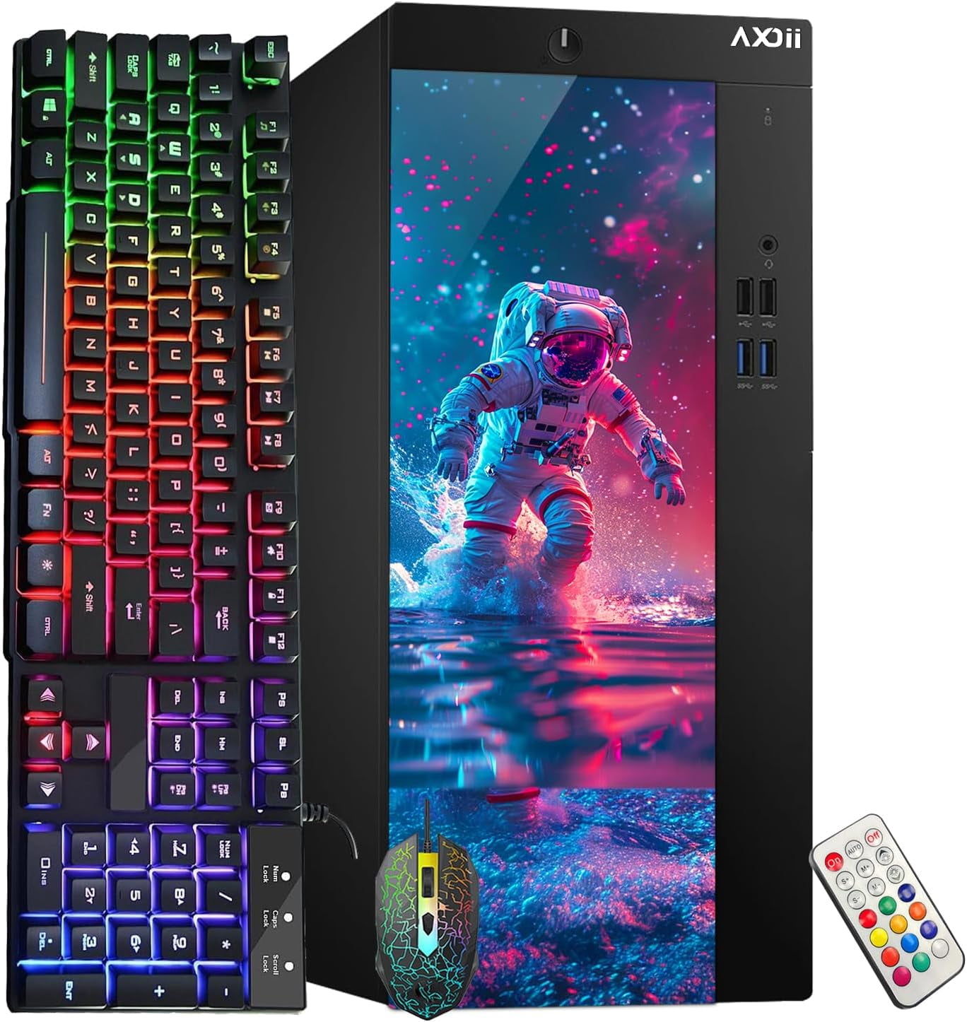 RGB Desktop PC AXOII , Intel Core i5 Processor, 16GB RAM, 256GB SSD 500GB HDD, Wi-Fi, Bluetooth, 4K Support, HDMI, DisplayPort, Windows 11 Pro