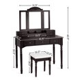 thumbnail image 4 of Patiojoy 7 Drawers Tri-Folding Vanity Mirror Makeup Dressing Table Set w/ Necklace Hook Coffee, 4 of 10