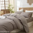 thumbnail image 3 of Ensemble de Housse de Couette en Coton Lavé Toucher Lin Naturel Anti-Froissement Léger Confortable (Très Grand Lin), 3 of 6
