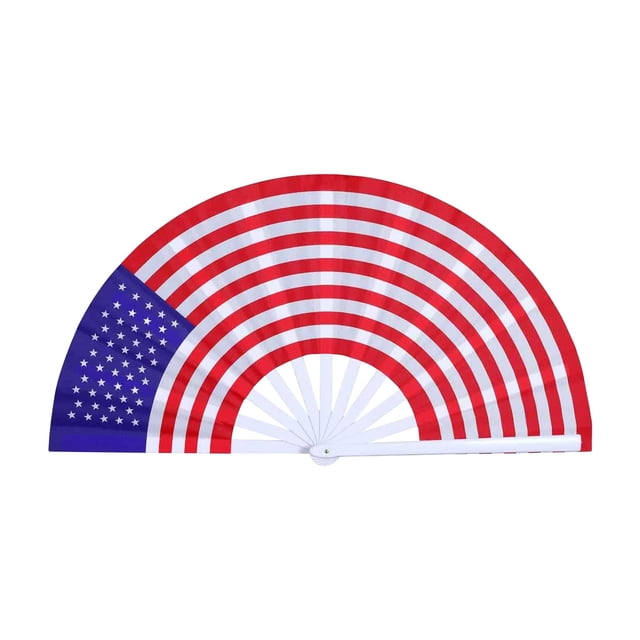 Clip On Fan Flag Fan -4Th of July Folding Hand Fan -13 Inch Large Fan Folding Fan Clip Fan for Outdoor Wedding Party Decoration Set 4Th of July Party Decorations