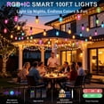 thumbnail image 2 of 100FT RGB Outdoor String Lights, +IC Outside Light Dimmable Shatterproof 30 LED Bulbs, IP67 Waterproof Chasing Effect Lighting DreamColor Patio Strip Lights for Backyard, Balcony, Outdoor Living, 2 of 7