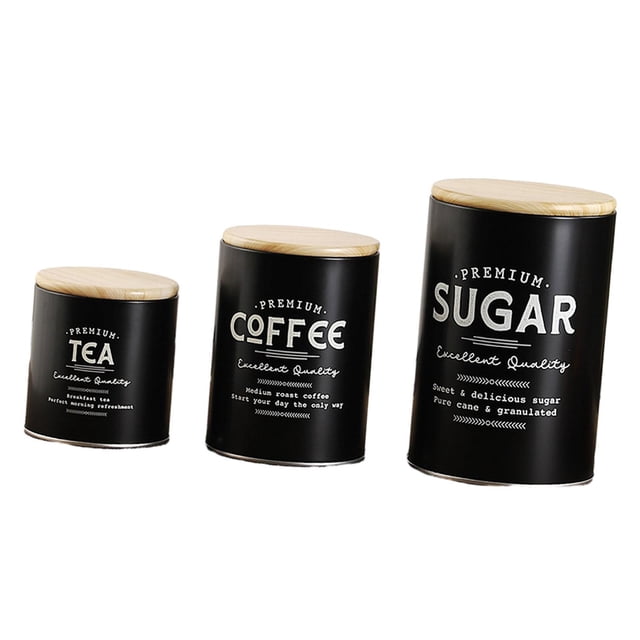 GROWTH TANK 3x Canister Sets for Kitchen Counter Large Canisters Set for Kitchen Counter Black