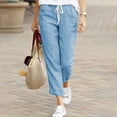 thumbnail image 2 of Yuyuzo Womens Cotton Linen Slacks Plus Size Lounge Pants Drawstring Waist Straight Leg Trousers Solid Color, 2 of 4