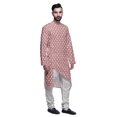 thumbnail image 2 of Atasi Indian Asymmetric Party Wear Kurta With White Churidar Pajama Set For Men, 2 of 3
