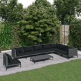thumbnail image 1 of vidaXL Ensemble de Salon de Jardin 9 Pcs avec Coussins en Résine Tressée Gris Foncé, 1 of 4