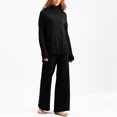thumbnail image 5 of Timegard Ensemble 2 Pcs pour Femmes, Pull à Col Haut, Manches Longues, Pantalon Large, Couleur Unie, 5 of 5