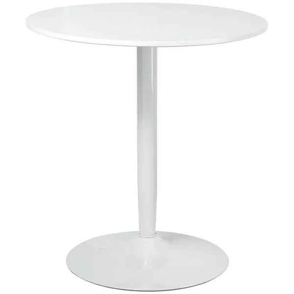 Modern Kitchen Table for 2, Round Dining Table with Steel Base for Living Room, Dining Room, White
