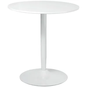 Modern Kitchen Table for 2, Round Dining Table with Steel Base for Living Room, Dining Room, White
