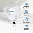thumbnail image 3 of Hurricane Classic 16 Inch 90 Degree Oscillating 3 Speed Wall Fan (2 Pack), 3 of 10