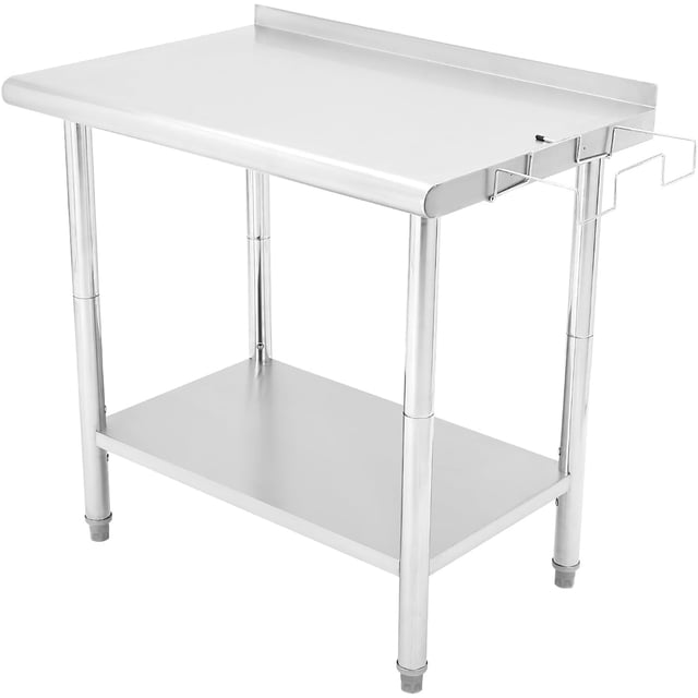 BeesClover Stainless Steel Table for Prep & Work with Backsplash, Kitchen Heavy Duty Table with Adjustable Under Shelf and Foot for Restaurant, Home and Hotel
