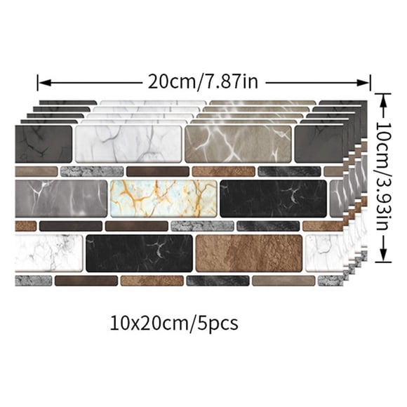 JJKBVCLO 3D Bright Film Tile Stickers DIY Self Adhesive Wall Stickers
