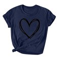 thumbnail image 2 of Styesk T-Shirts pour Femmes Confortables Doux Col Rond T-Shirts Chandail Mode Léger Manches Courtes T-shirt Saint-Valentin Graphique Décontracté Grande Taille Hauts Imprimé Cœur Hauts de Sortie, 2 of 3