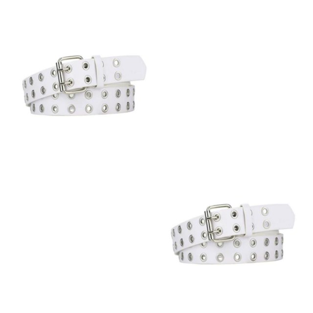 Baohd Ceinture Boucle en Alliage All Trend pour Jeans de Travail Résistant aux Rayures Punk Pin Blanc 105cm 2Set
