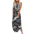 thumbnail image 2 of Lenago Robes Grande Taille pour Femmes 2023 Robe Longue Sans Manches à Col Rond Imprimée pour Femmes Robes d'Été de Plage en Liquidation, 2 of 5