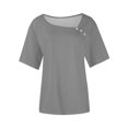 thumbnail image 3 of Women's Button V-Neck T Shirt Short Sleeve Loose Casual Blouse Basic Tee Tops, 3 of 4