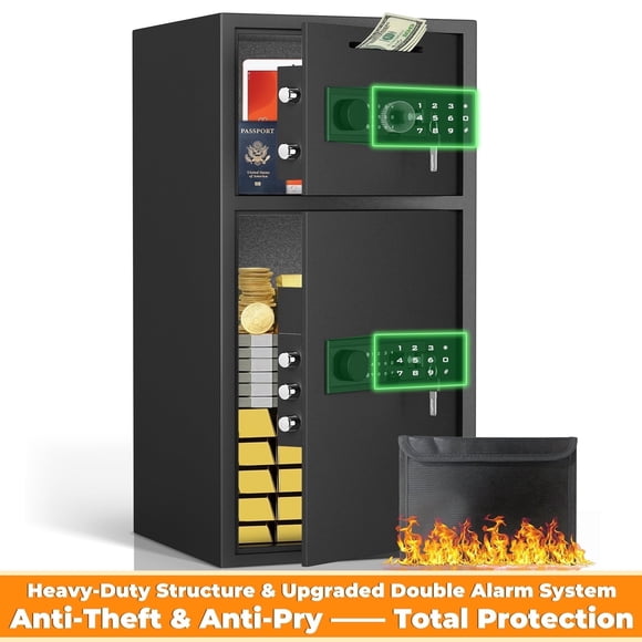Silkight 6.5 Cubic Feet Fireproof Safes Drop Box with Backlit Touch Keypad, Durable Electronic Coin Safe with Fireproof Bag for Home