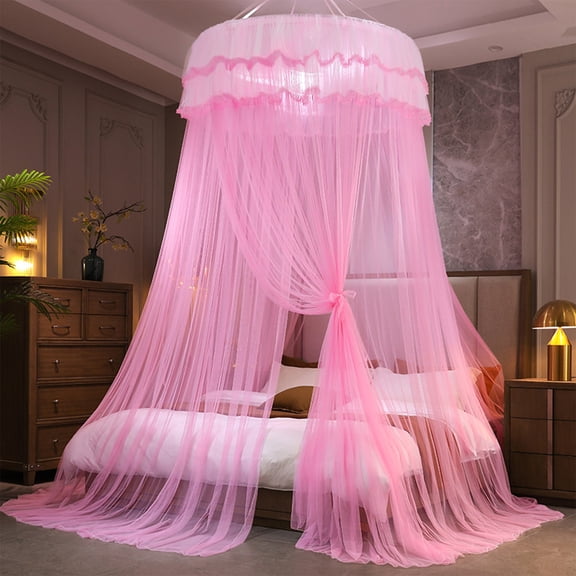Dome Canopy Bed Net Ceiling Mounted Freestanding No Installation Mosquito Netting Folding Princess Style Bedroom Bedding 1-Pack
