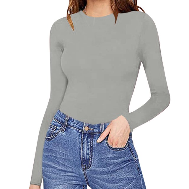 2025 Femmes Col Ras du Cou Long Combinaison pour Femmes Justaucorps à Manches Confortable contre le Pyjama Assorti la Peau Hauts Femme Pyjamas Justaucorps Femmes