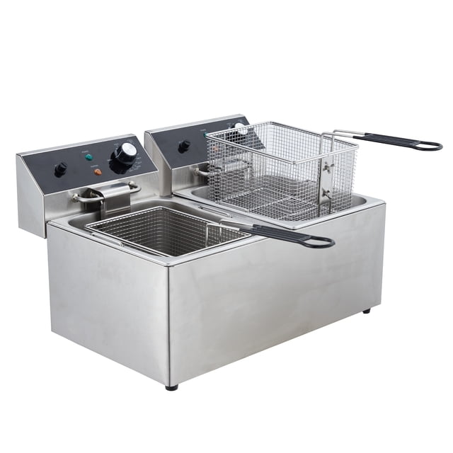 BeesClover Friteuse Électrique en Acier Inoxydable, Comprend Panier et Couvercle, Protection contre la Surchauffe, Idéale pour un Usage en Restaurant Ou en Cuisine