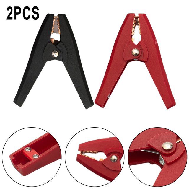 Bgsha 2PCS hard-wearing Insulated Alligator Clips 100A90mm Black & Red Car Battery Clips