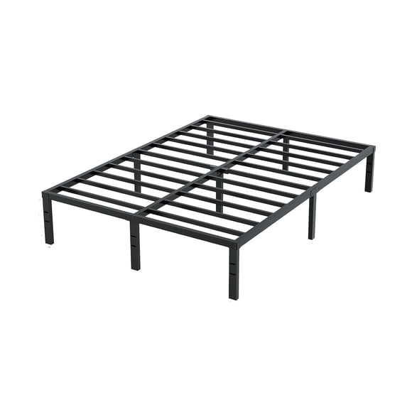 Full Size Metal Bed Frame - Heavy Duty Steel Platform, 14" Height, Noise-Free Design, No Box Spring Needed, Underbed Storage - 191 × 137 cm (Black)