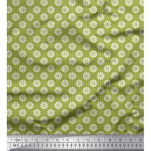 Soimoi Rayon Fabric Check & Floral Artistic Fabric Prints By Yard 42 Inch Wide