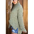 thumbnail image 2 of Womens Fuzzy Knitted Sweater Sherpa Fleece Side Slit Full Sleeve Jumper Outwears, 2 of 3