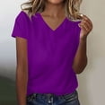 thumbnail image 2 of Besolor Summer Short Sleeve Shirts for Women Casual V Neck Solid Color Basic Tees Ladies Going out Tops, 2 of 3