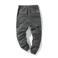 thumbnail image 3 of MAWCLOS Mens Cargo Pants Elastic Waist Trousers Solid Color Jogger Pant Fitted Hiking Drawstring Bottoms Iron Gray M, 3 of 3