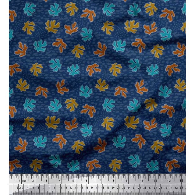 Soimoi Modal Satin Fabric Coral Ocean Decor Fabric Printed Yard 42 Inch Wide