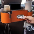thumbnail image 3 of Car Seat Back Storage Bag 1pc Leather Material 2 Drink Cup Holders Tissue Function Large Capacity Multi-Functional Space-Saving Universal Fit for Car Interior, 3 of 3
