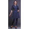 thumbnail image 2 of Bimba Kurti à Manches Retroussables pour Femmes, Col Mandarin Imprimé, Hauts de Kurti Courts, 2 of 6