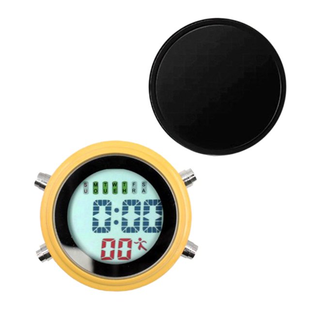 Abbracc Réveil Numérique Horloge Numérique Étanche Réveil Radio Contrôlé avec Jaune-Noir