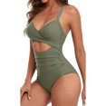 thumbnail image 2 of Innerwin Swimwear Gradient Women Bathing Suits Surfing Long Sleeve Backless One Piece Swimsuit Light Green L, 2 of 4