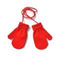 thumbnail image 3 of Red Gloves Mittens Children Winter Warm Solid Knitted Cute with String Gloves, 3 of 3