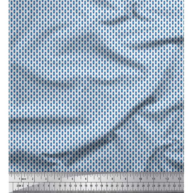 Soimoi Silk Fabric Geometric Small Print Fabric by The Yard 42 Inch Wide