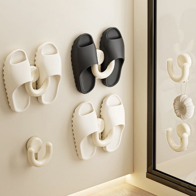 GFHFHITJ Shoe Rack Bathroom Slipper Rack No Punching Suction Cup Type Toilet Wall Drainage Slipper Storage Hook Can Hang A Pair Of Slippers